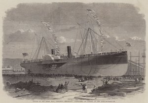 Varo della nave a vapore Connaught della Ocean Mail Company, a Jarrow, sul Tyne